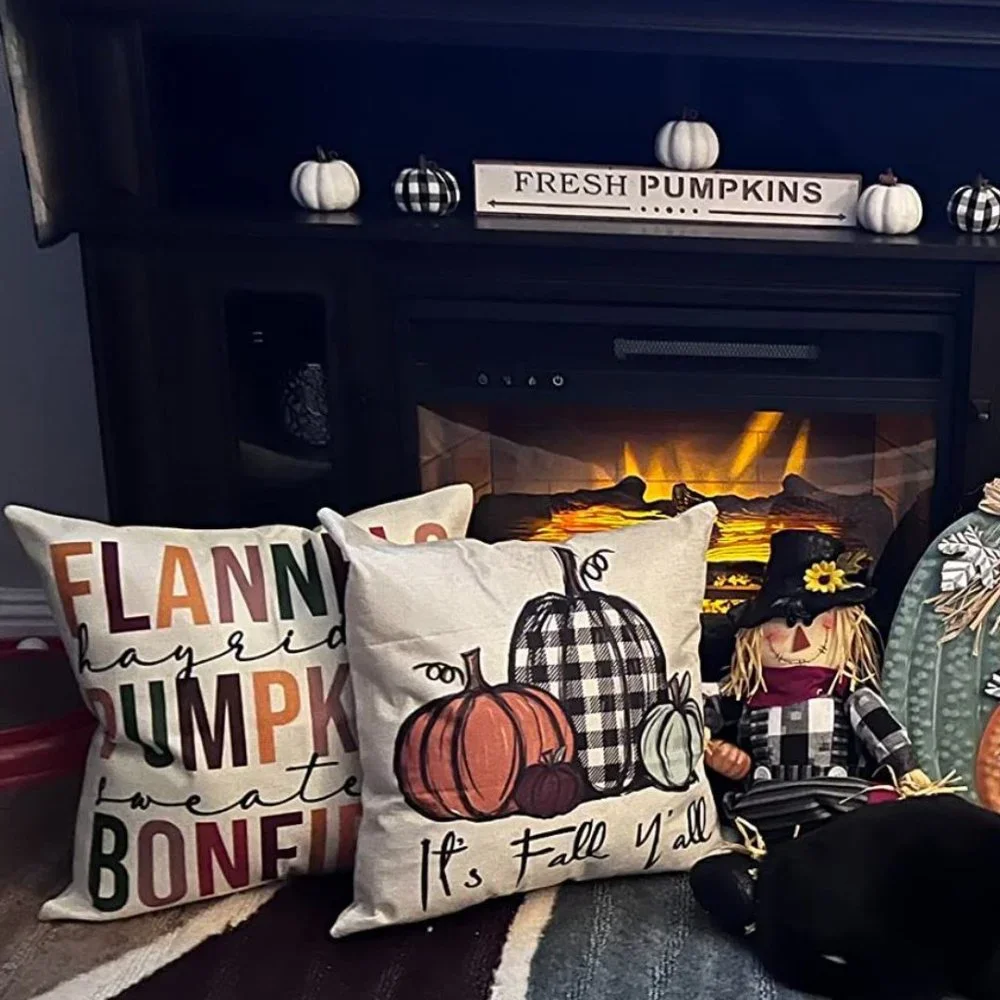 Fall Decor Decorative Pillow Cover Case Thanksgiving Farmhouse Cottage Accent